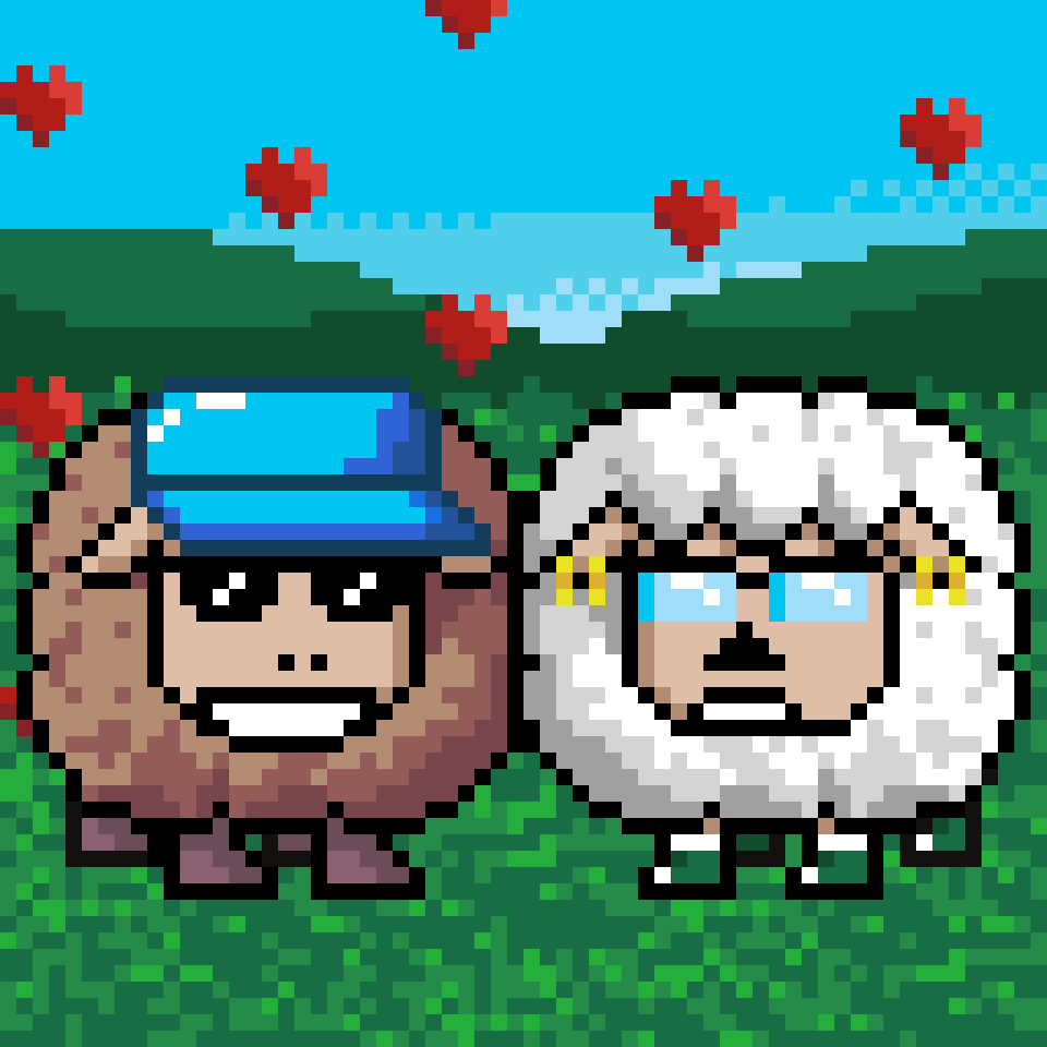 Sheep together in the pasture