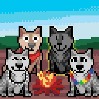 Wolves gathering around their campfire